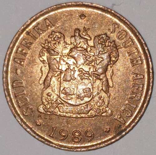 1989 - 1 CENT COIN (ONE CENT COIN) - RSA - BRONZE - KM#82 - BILINGUAL LEGEND - SPARROWS